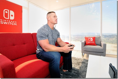 John Cena, WWE Superstar, hosts Nintendo Switch in Unexpected Places for the Nintendo Switch system on February 23, 2017 at Blue Cloud Movie Ranch in Santa Clarita, California.