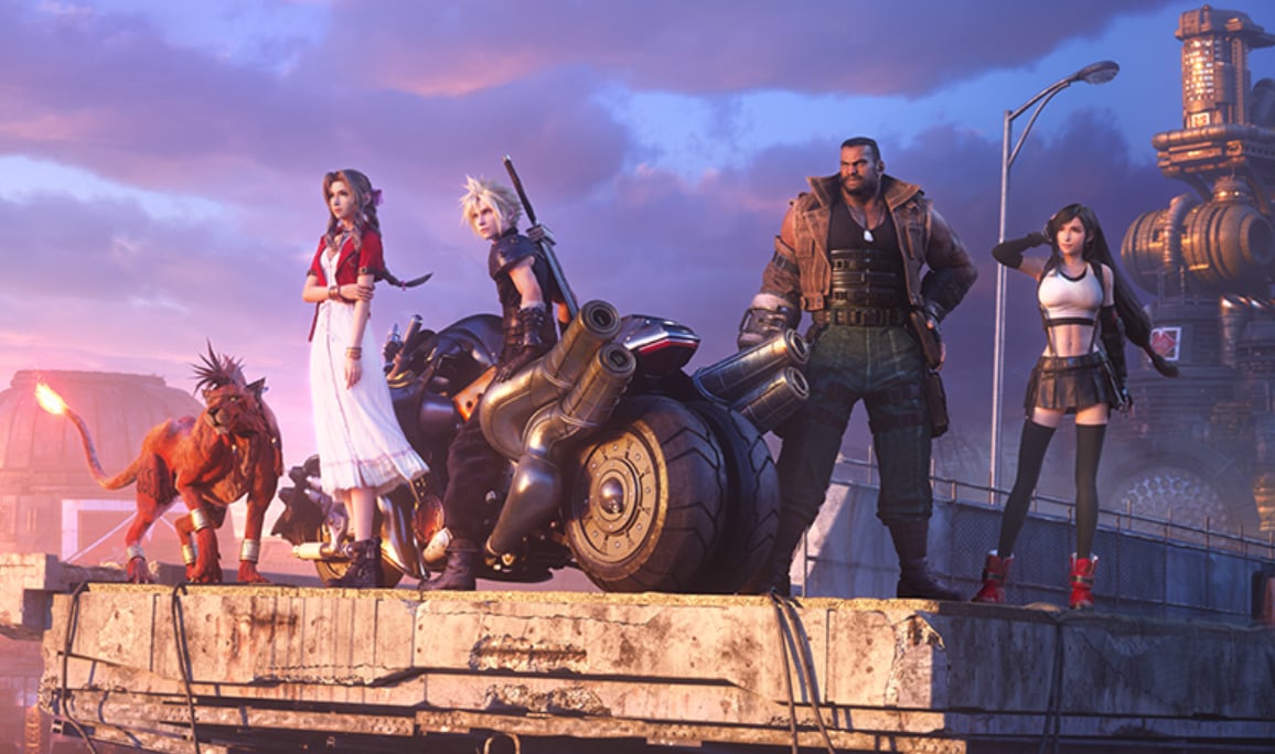 Final Fantasy VII Remake Key Visual With Cloud, Barret, Aerith, Tifa, Red XIII