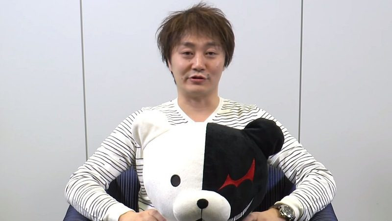 Kazutaka Kodaka with Danganronpa Monokuma