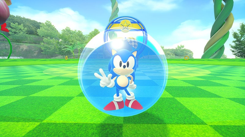 Sonic posing in Super Monkey Ball Banana Mania