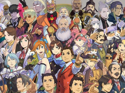 Ace Attorney 20th anniversary character gathering illustration thumbnail