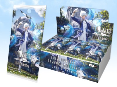 The boxart and pack design of the 20th Final Fantasy TCG set, Dawn of Heroes