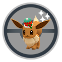 Pokemon Eevee wearing its limited holiday hat