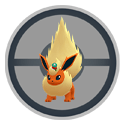 Pokemon Flareon wearing its limited holiday hat in Pokemon GO