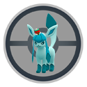 Pokemon Glaceon wearing its limited holiday hat in Pokemon GO