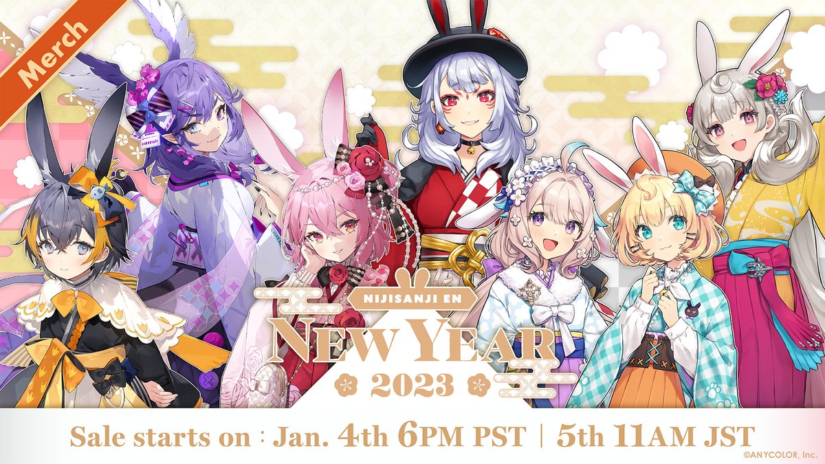 Nijisanji EN is launching its New Year Goods 2023 sale, featuring new merchandise of Vtubers from OBSYDIA and Ethyria.