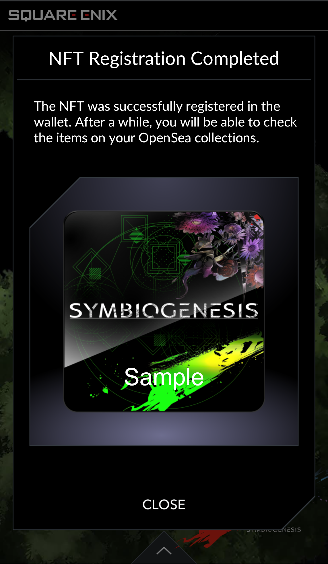 Square Enix Symbiogenesis NFT Treasure Hunt Member Card Cap Being Raised