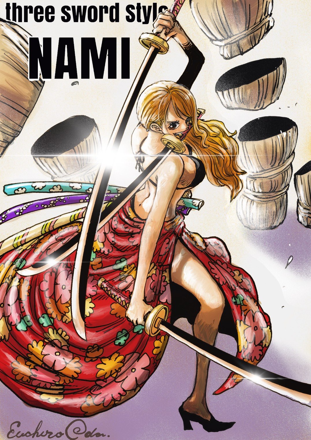 One Piece Three Sword Style Nami Figure Comes in Two Sizes