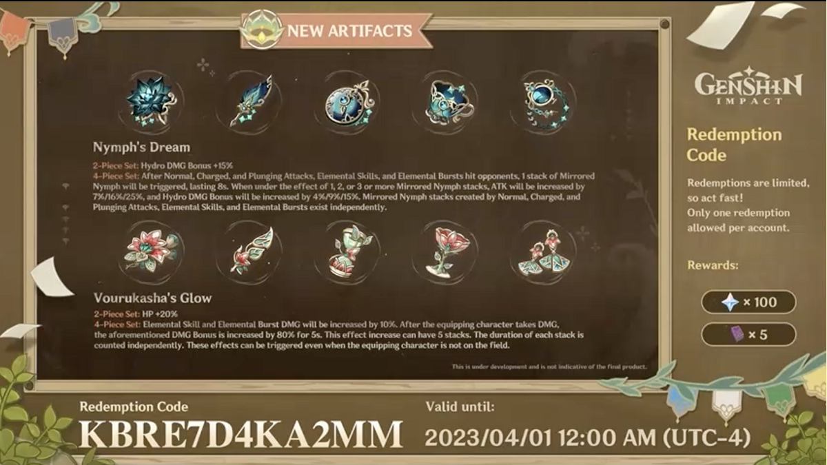 genshin impact 3.6 artifacts