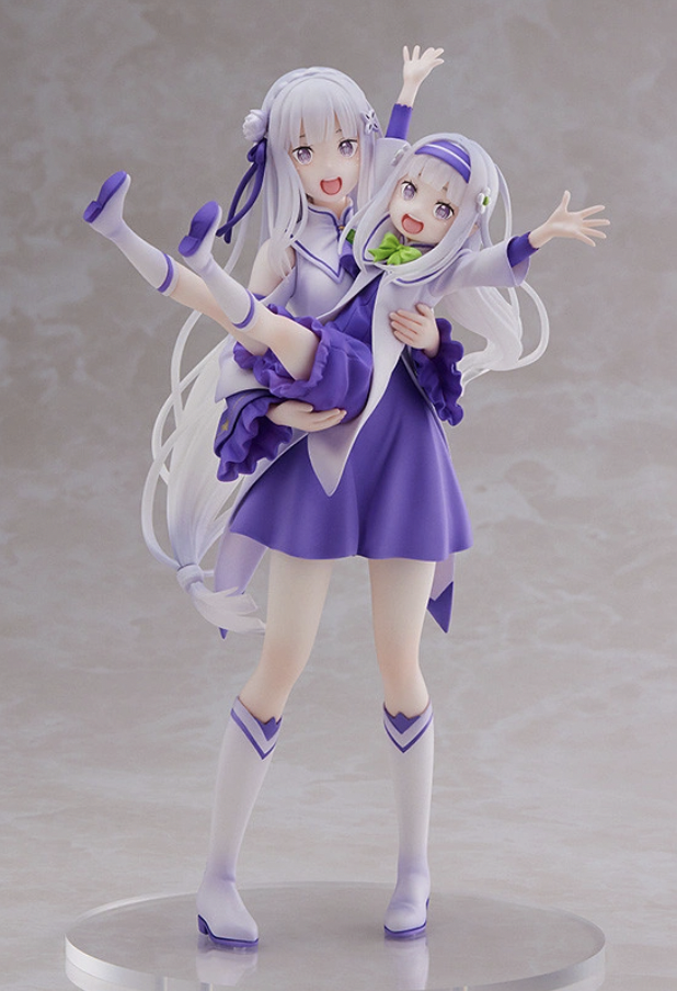 Re:Zero Emilia and Ram Figures Also Hold Themselves as Children