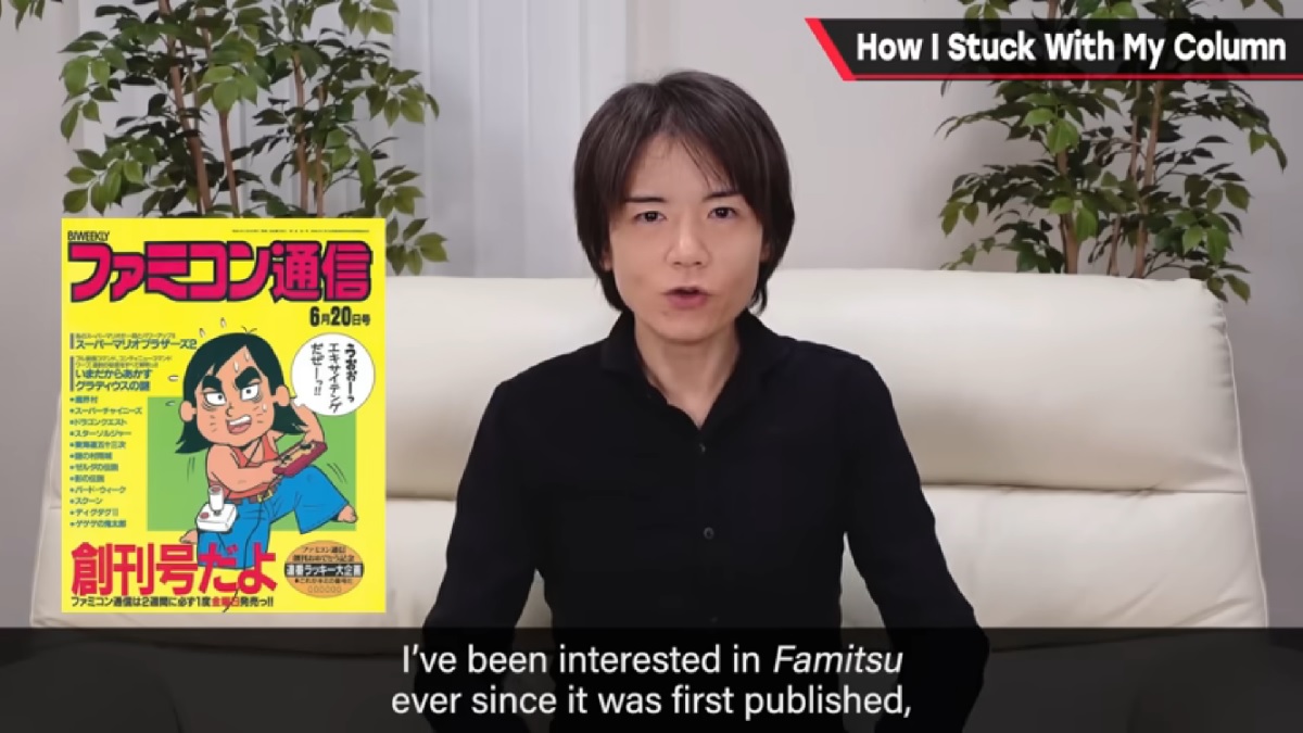 Masahiro Sakurai on his Famitsu Column. Screenshot via Masahiro Sakurai on Creating Games YouTube Channel.