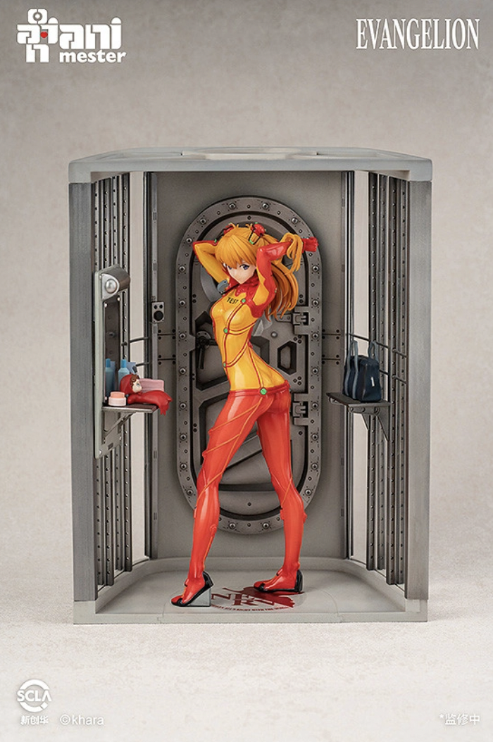 Evangelion 2.0 Asuka Shikinami Langley Test Type Plugsuit Figure Includes a Diorama