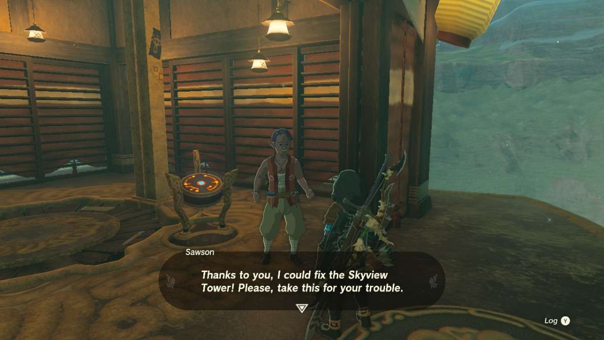 Activating the Gerudo Canyon Skyview Tower in Tears of the Kingdom.