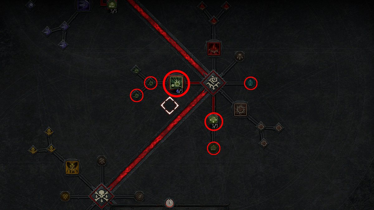 Screenshot of the Necromancer Skill Tree page 2 in Diablo 4.