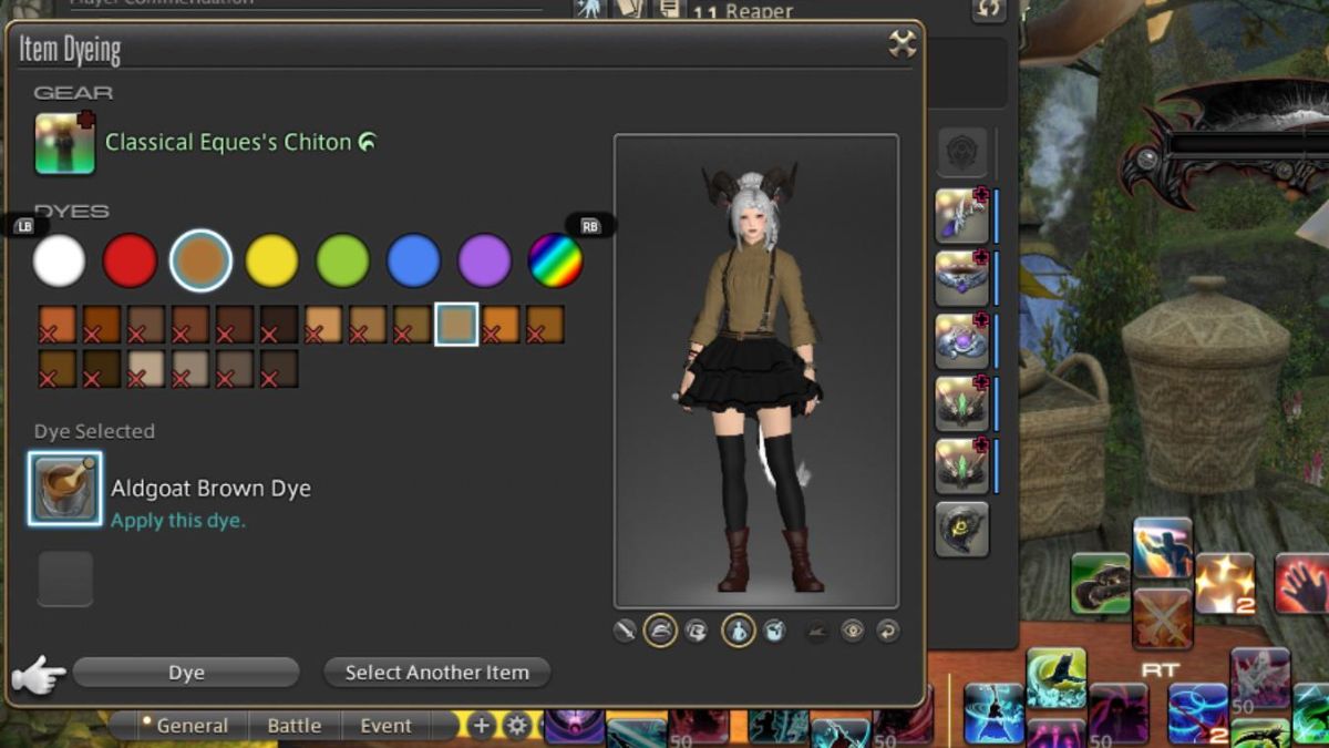 Dye menu in FFXIV