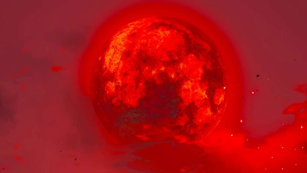 A screenshot of a Blood Moon in The Legend of Zelda: Tears of the Kingdom.