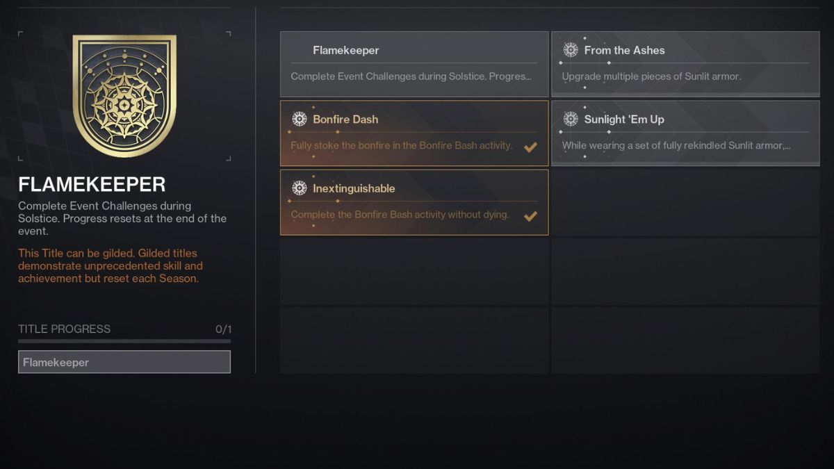 All Flamekeeper Title Secret Triumphs in Destiny 2