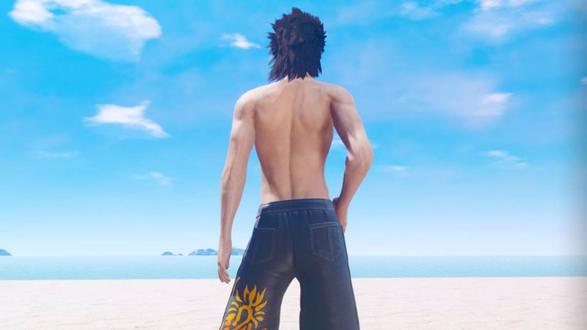 Zack Wears a Swimsuit in Final Fantasy VII July 2023 Calendar