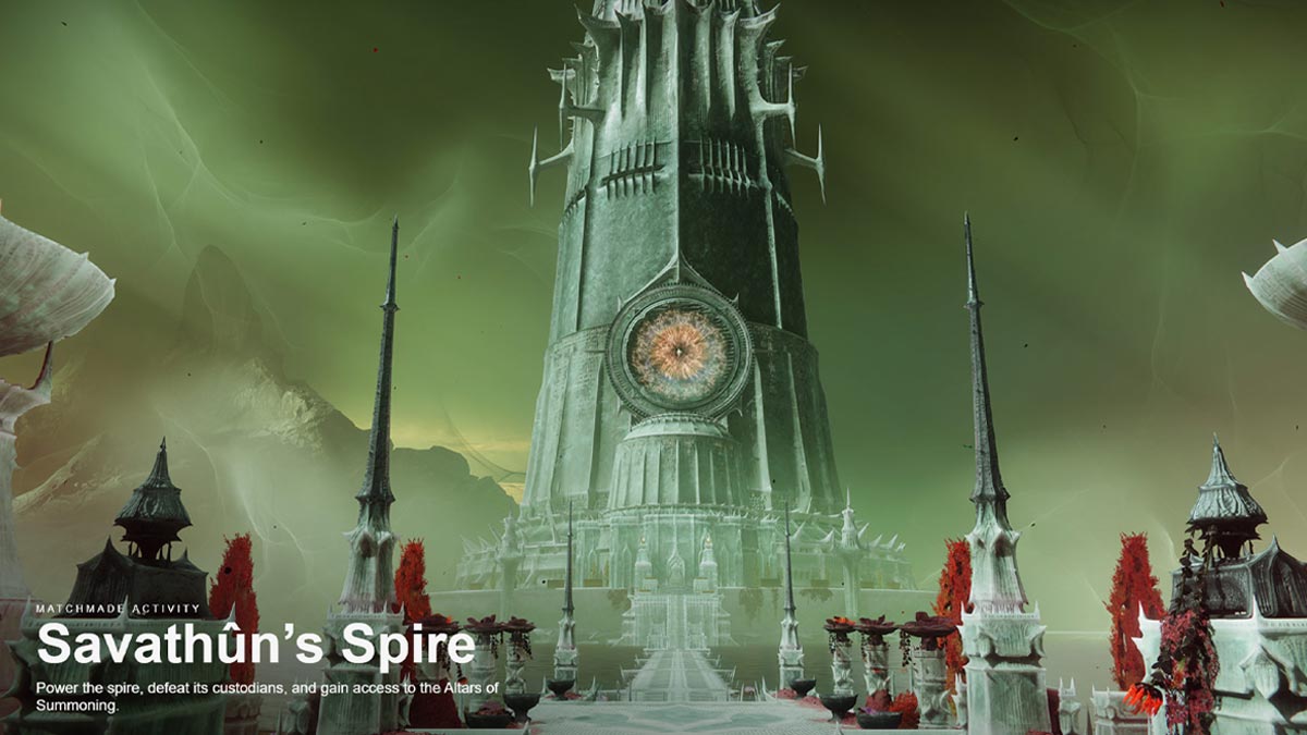 Screenshot of Savathuns Spire in Destiny 2.