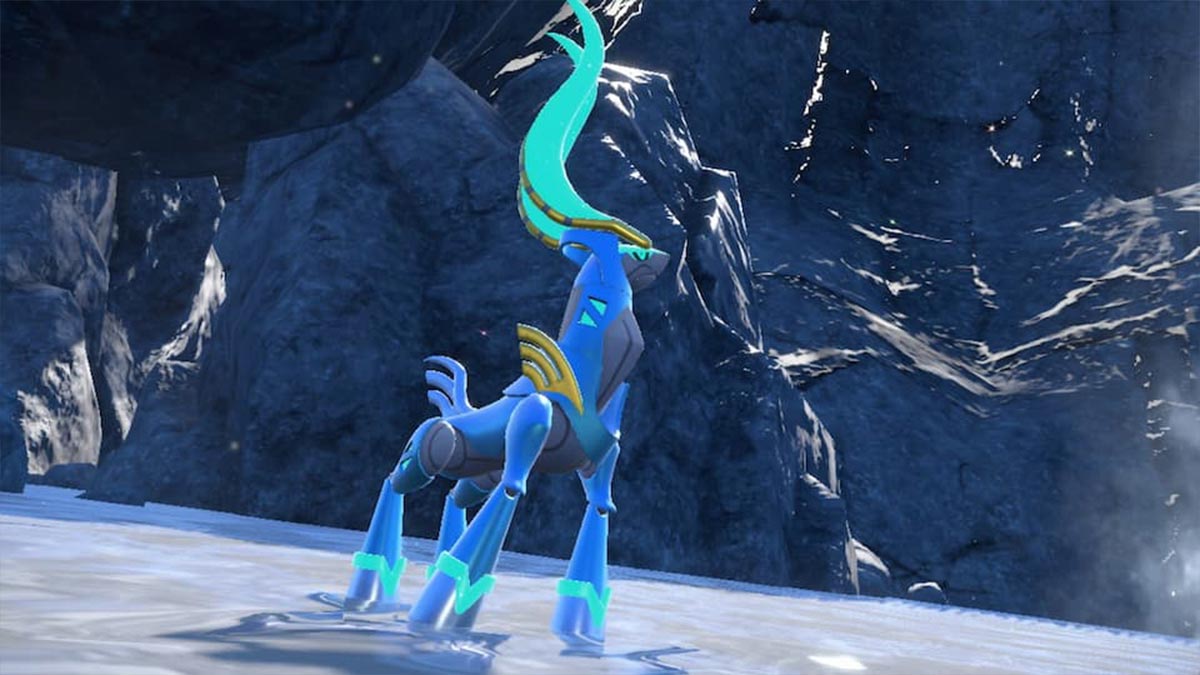 Screenshot of Paradox Cobalion Iron Crown in Pokémon Scarlet and Violet DLC trailer.