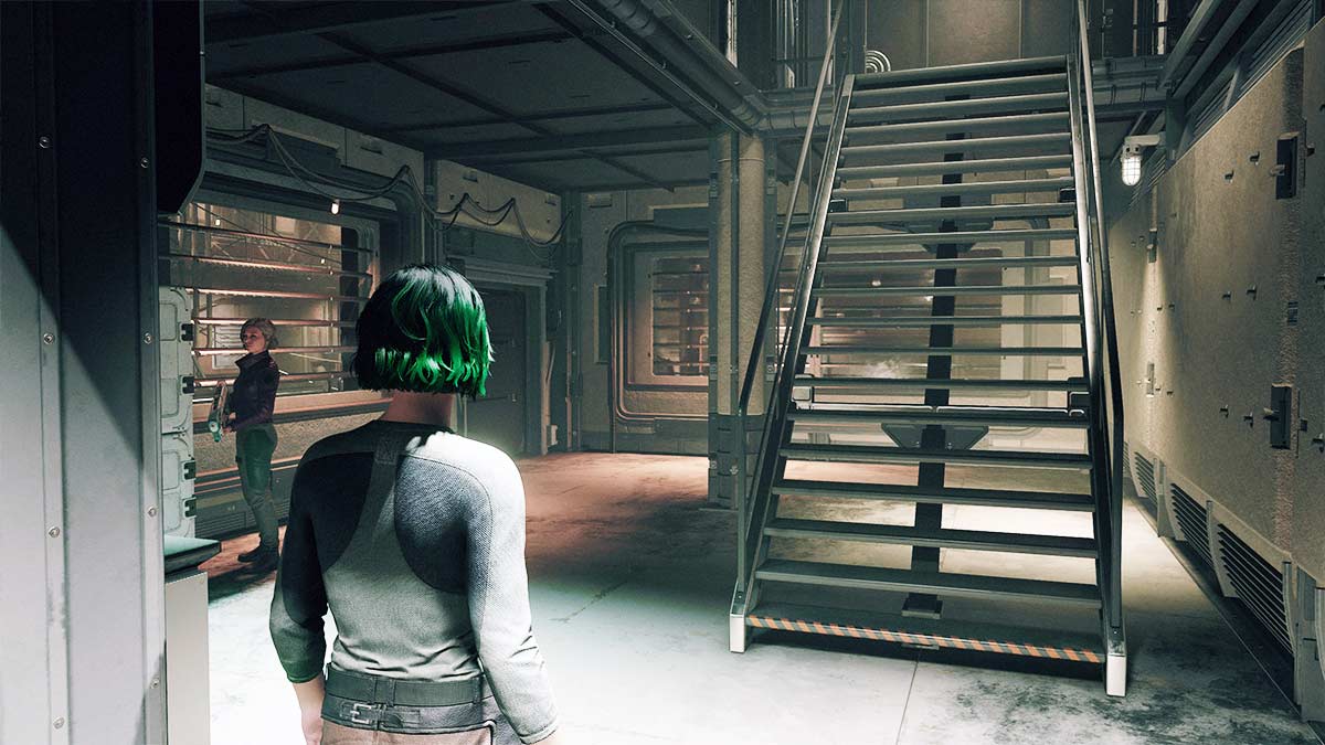 Screenshot of The Well Apartment stairs in Starfield.