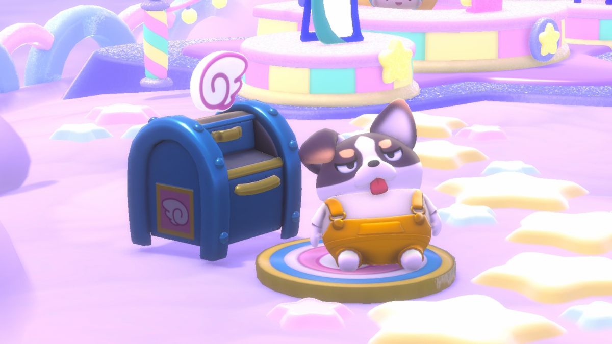 Screenshot of a character sitting next to a Mailbox in Hello Kitty Island Adventure.