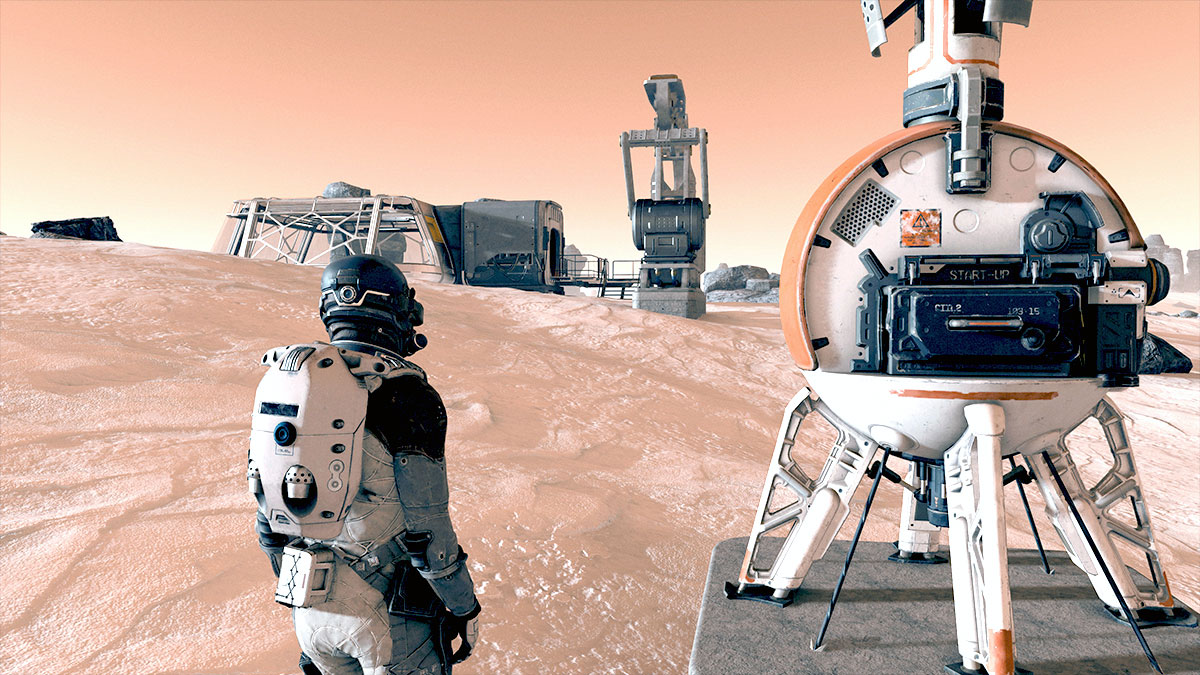Screenshot of a Mars outpost in Starfield.