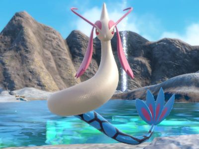 Screenshot of Milotic in Pokemon Scarlet and Violet.