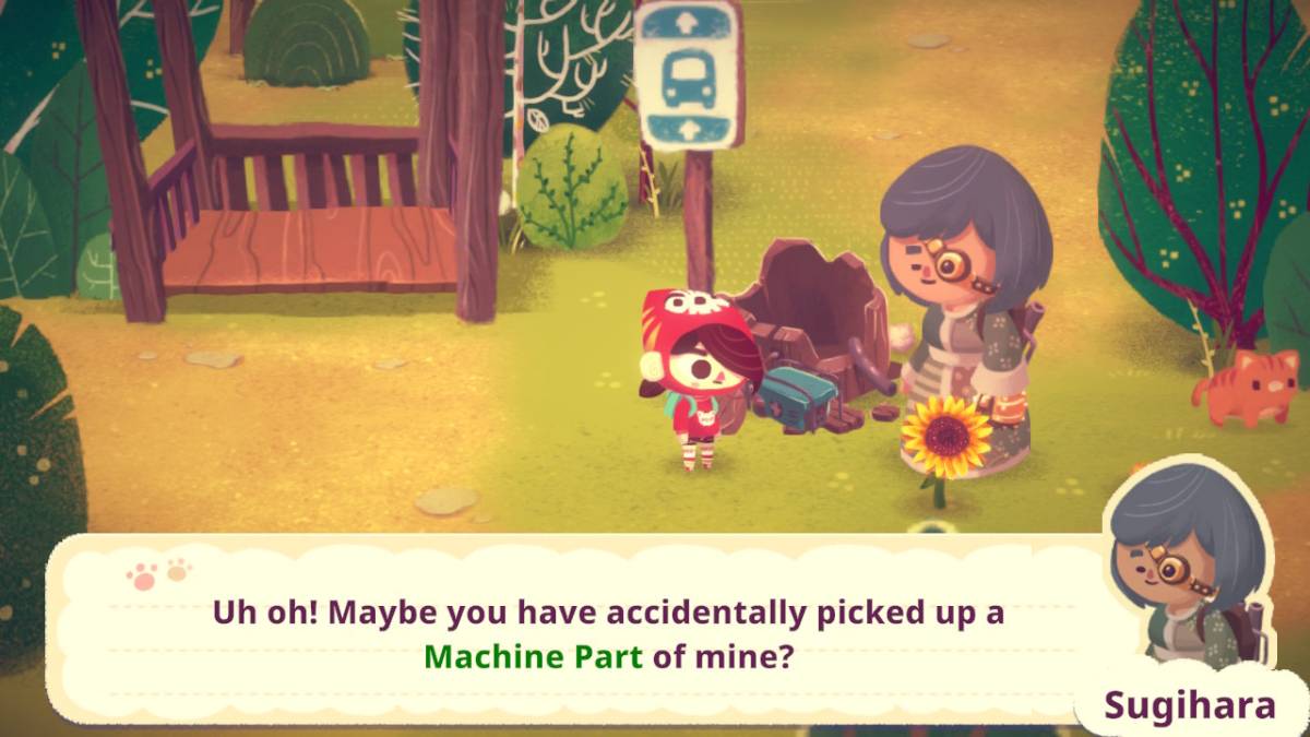 If you want Sugihara to move to town in Mineko's Night Market, you'll need to find all four machine parts first.