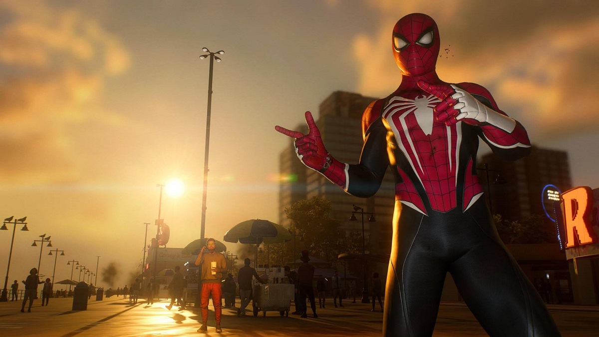 Peter poses in the sun in Marvel's Spider-Man 2