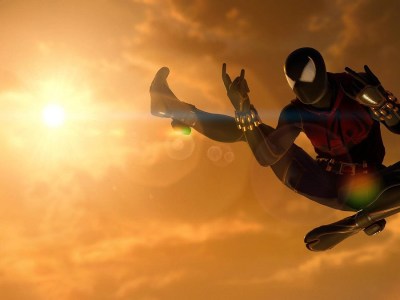 Spider-Man swings in the sunset in Marvel's Spider-Man 2