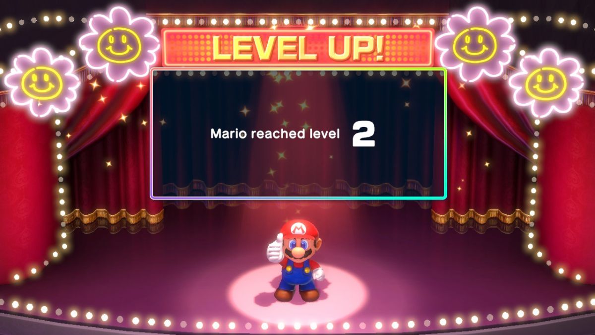 Screenshot of leveling up in Super Mario RPG.