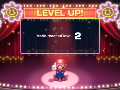 Screenshot of leveling up in Super Mario RPG.
