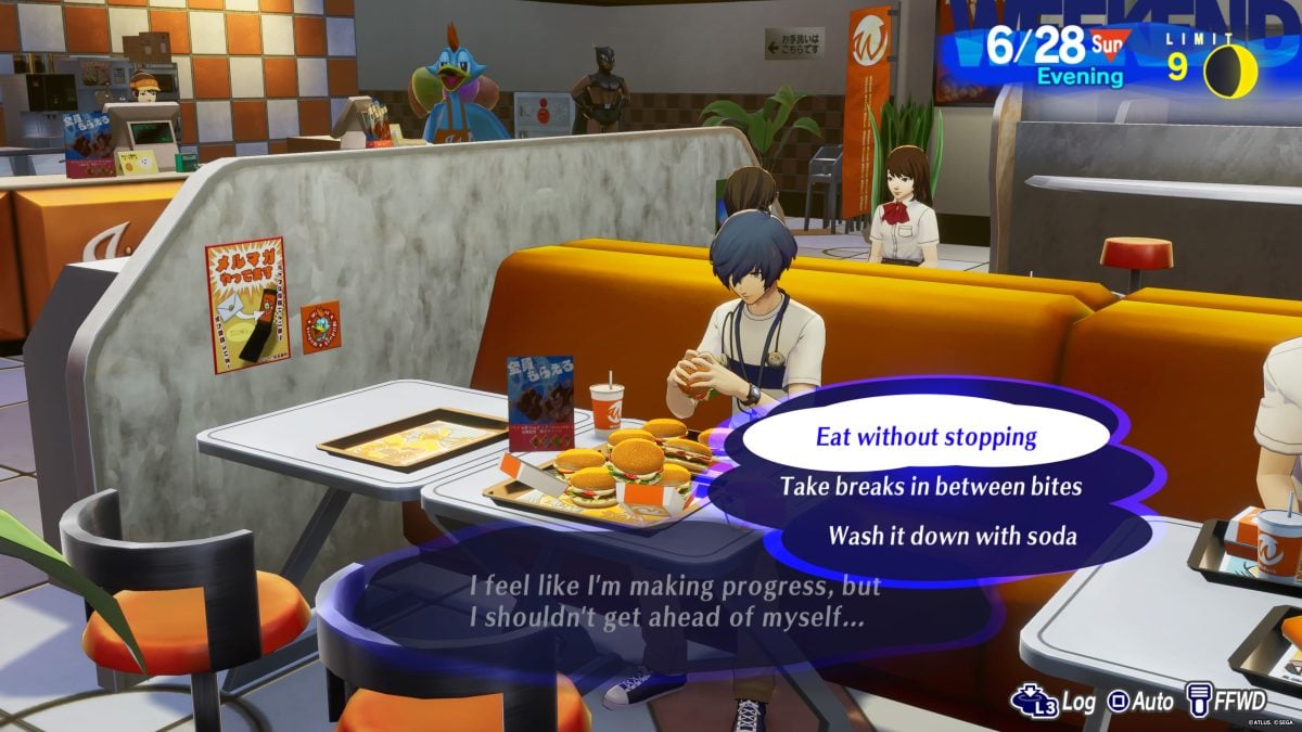 Wilduck Burger Big Eater Challenge Answers in Persona 3 Reload