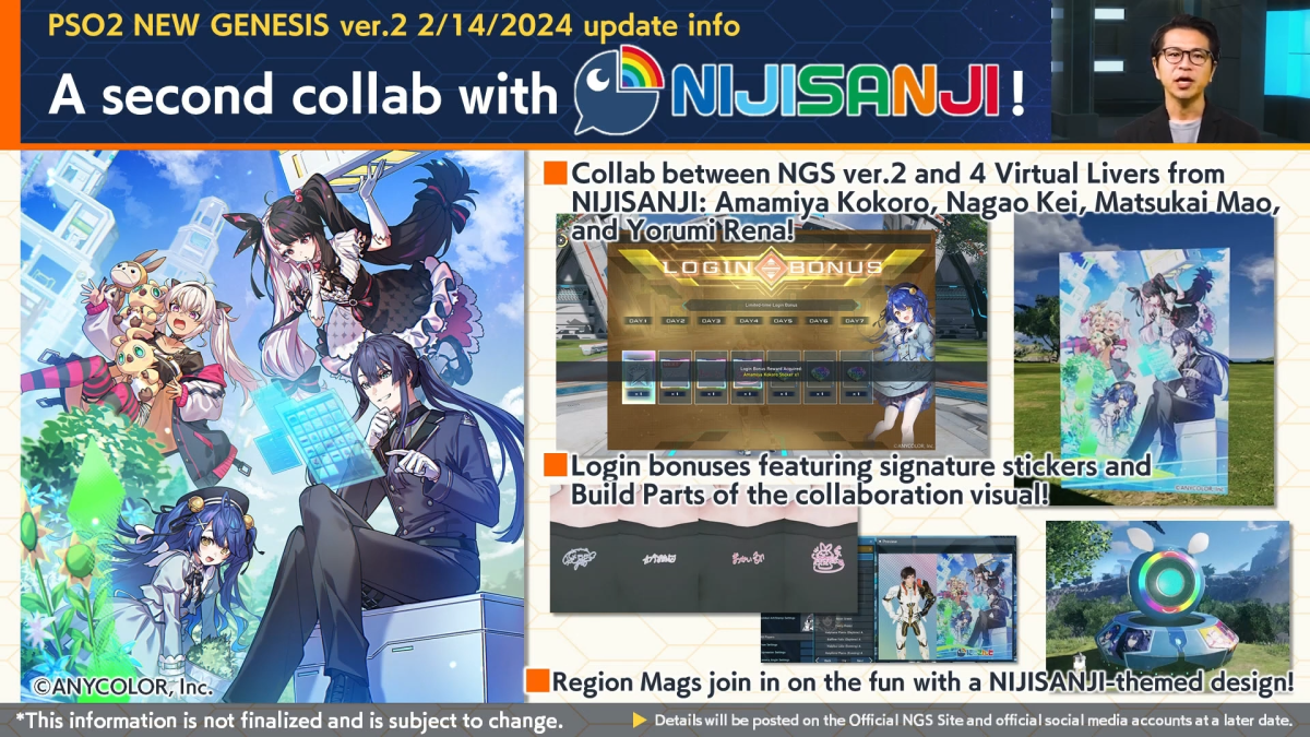 PSO2 New Genesis Nijisanji wave 2 - login bonuses