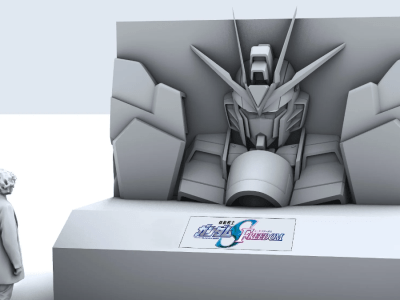 Snow sculpture of Rising Freedom Gundam from Gundam SEED Freedom in Sapporo