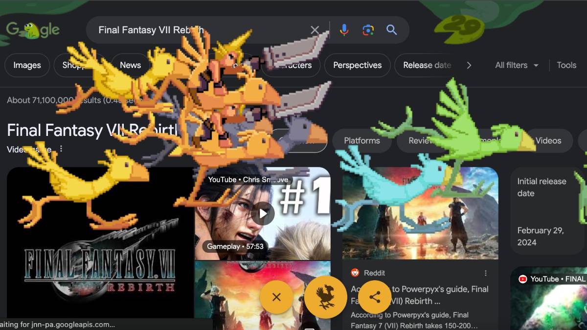 Google Chocobo to See Cloud and Chocobos