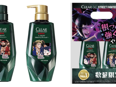 Clear Men shampoo and conditioner set featuring the Street Fighter 6 manga Ganbare Juri-chan
