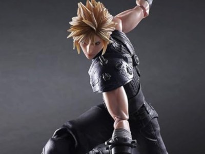 An action figure of Cloud from Final Fantasy.