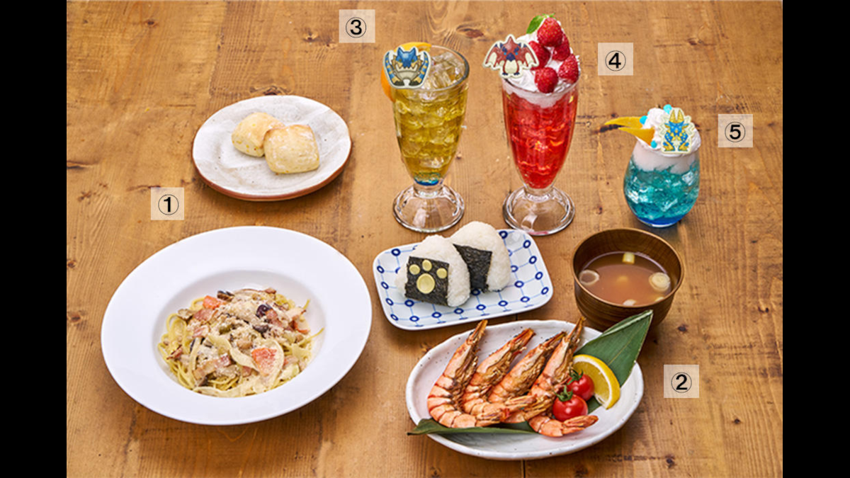 Monster Hunter 20th anniversary menu at Capcom Cafe