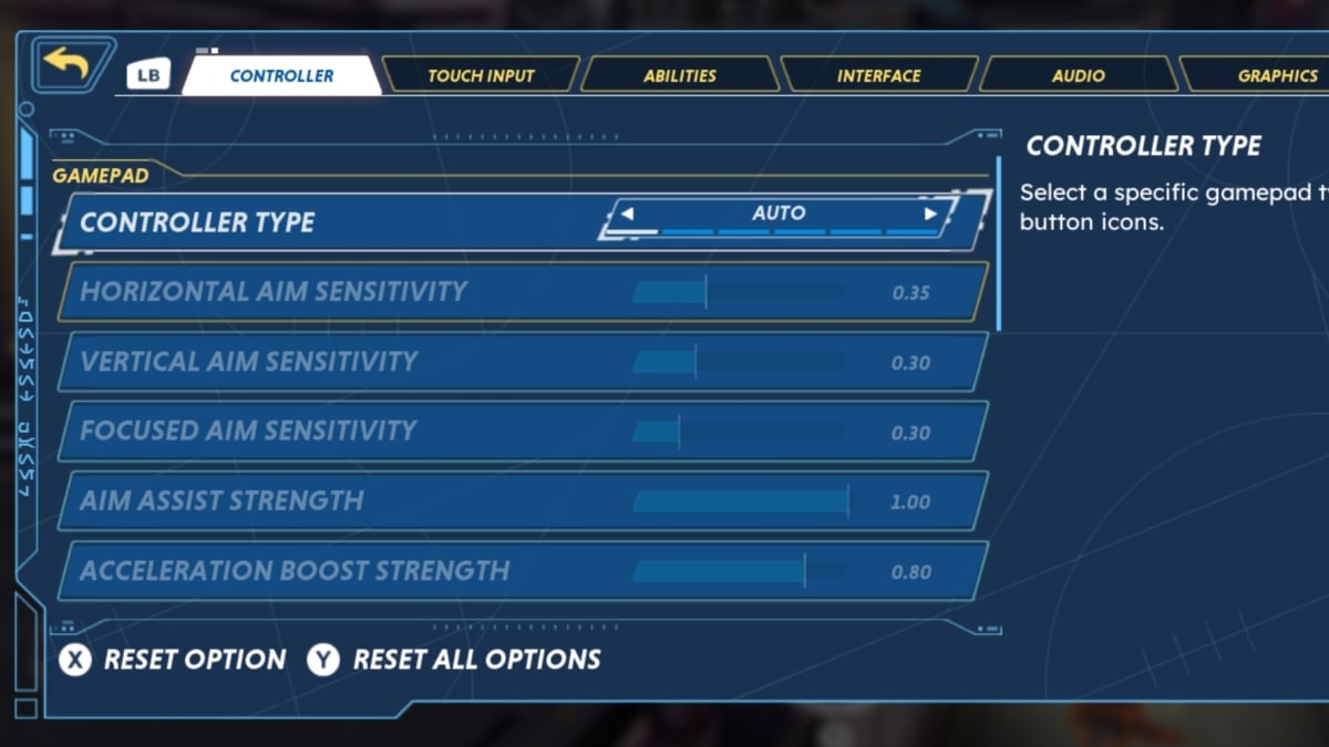 Star Wars Hunters Settings Menu