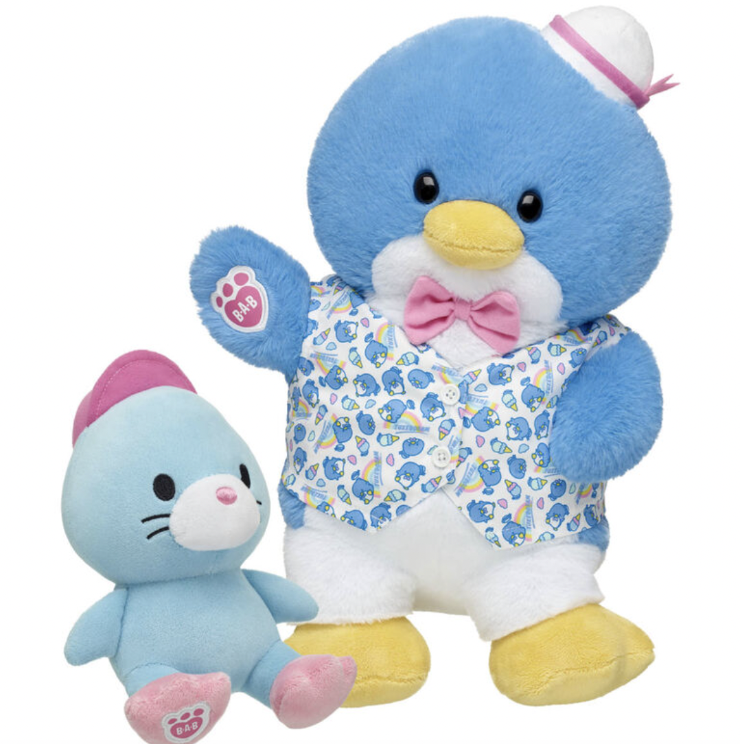 The newest Build-a-Bear Sanrio stuffed animal is a Tuxedosam plush that can be accompanied by his friend Chip.