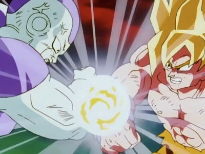 Goku in the fight against Frieza, one of the top ten best fights Goku had.