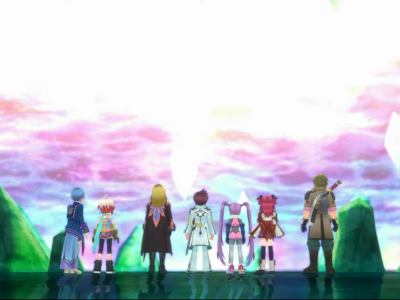 Tales of Graces f Playable Party Members standing in a crystal field